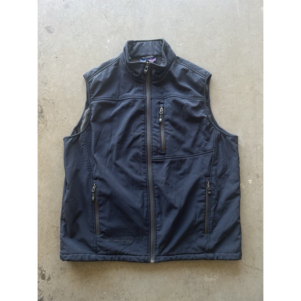 Free Country Softshell Vest Men’s XL Blue Full Zip Fleece Lined Outdoor Hiking